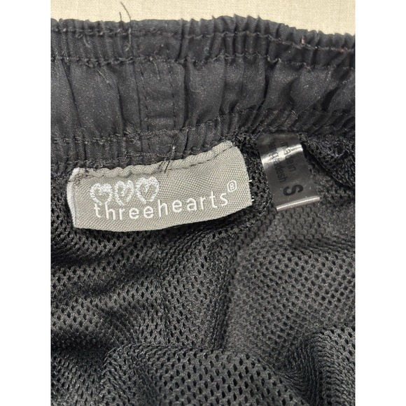 Y2K Black Track Pants Pink Piping Three Hearts Size Small Retro Streetwear - Picture 6 of 10